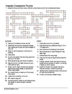 Insects Crossword Puzzle Answers Rudolph Academy CrosswordsRudolph
